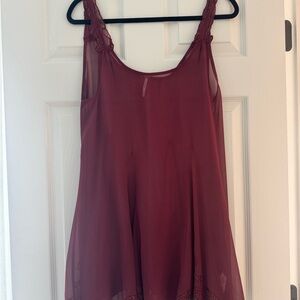 Free People Sheer Sleeveless Burgundy Tunic Top